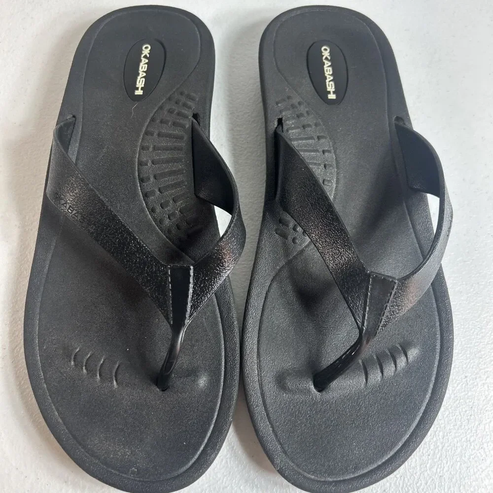 Okabashi Breeze Women’s Sandals Size M Black Flip Flops